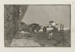 Temeridad de Martincho en la plaza de Zaragoza (Martinchon rohkeus kehässä Zaragozassa), levy 18 La tauromaquiasta tekijältä Francisco de Goya