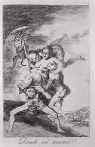 193-0082165 Minne äiti menee?, "Los caprichos" -levy 65 tekijältä Francisco Jose de Goya y Lucientes