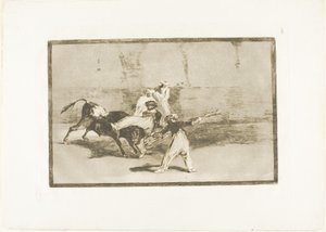 Moor, jonka härkä pyydystää kehässä, levy 8 julkaisusta The Art of Bullfighting tekijältä Francisco Jose de Goya y Lucientes