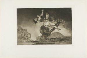 Nainen ja hevonen, anna jonkun muun hallita niitä, levy kymmenen Los Proverbiosista tekijältä Francisco Jose de Goya y Lucientes