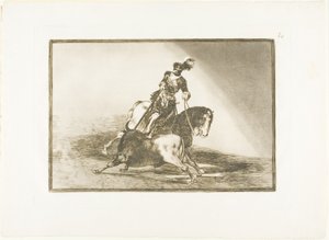 Kaarle V keihäämässä härän kehässä Valladolidissa, levy kymmenen teoksesta The Art of Bullfighting tekijältä Francisco Jose de Goya y Lucientes