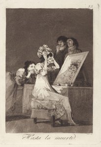 Kuolemaan asti, laatta 55 sarjasta Los Caprichos tekijältä Francisco Jose de Goya y Lucientes