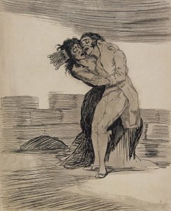 Toisiaan syleilevät mies ja nainen tekijältä Francisco Jose de Goya y Lucientes