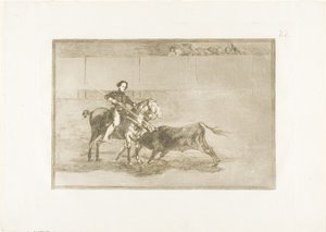 Kuuluneen Pajueleran miehekäs rohkeus kehässä Saragossassa, levy 22 The Art of Bullfightingista tekijältä Francisco Jose de Goya y Lucientes