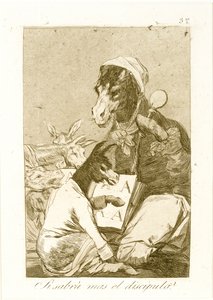 Voisiko oppilas tietää enemmän? Los Caprichosista, julkaistu ensimmäisen kerran 1799 (etsaus ja akvatinta) tekijältä Francisco de Goya