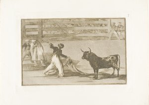 Harpuunien tai banderillojen alkuperä, levy seitsemän sarjasta The Art of Bullfighting tekijältä Francisco Jose de Goya y Lucientes