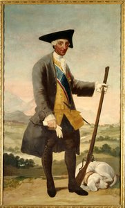 Muotokuva Kaarle III:sta (1716-1788) jalassa metsästäjänä, Philip V:n pojana. Francisco de Goyan (1746-1828) maalaus öljy kankaalle tekijältä Francisco de Goya