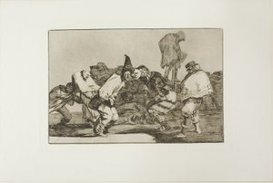 Iloitse, karnevaali, sillä huomenna tulet olemaan tuhkaa, levy 14 Los Proverbiosista tekijältä Francisco Jose de Goya y Lucientes