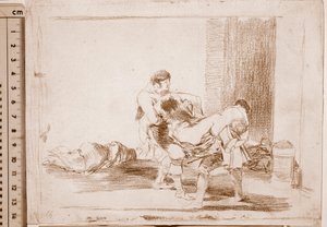 Sodan katastrofit : Hautausmaalla (Valmistuspiirustus tekijältä Francisco de Goya