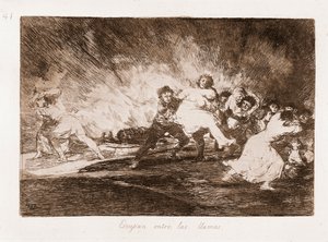The Disasters of War: Ne pakenevat liekkien läpi (etsaus piirroksesta tekijältä Francisco de Goya
