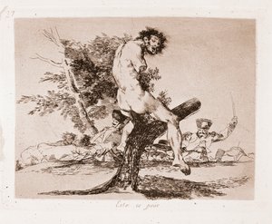The Disasters of War: Tämä on pahempaa (kaiverrus valmistelevasta piirustuksesta tekijältä Francisco de Goya