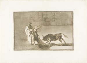 Maurit soittavat kehässä toisenlaisen näytelmän kutsuen härkää palavalla levyllä kuudella The Art of Bullfighting -elokuvasta tekijältä Francisco Jose de Goya y Lucientes