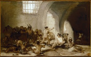 Hullun talo. (öljy puulle tekijältä Francisco de Goya
