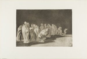 Säkkikankaan alla on jotakin, eli miestä ei voi arvioida vaatteidensa perusteella, levy kahdeksan Los Proverbios -teoksesta. tekijältä Francisco Jose de Goya y Lucientes