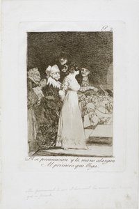 He sanovat "kyllä" ja antavat kätensä ensimmäiselle tulijalle, levy kaksi Los Caprichosista, 1797-99 tekijältä Francisco de Goya
