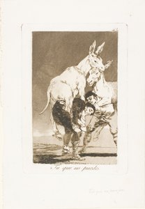 Sinä, joka ei pysty, levy 42 Los Caprichosista tekijältä Francisco Jose de Goya y Lucientes