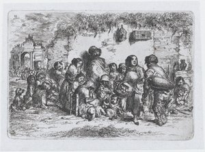 Levy 11: ryhmä ihmisiä ulkona, sarjasta espanjalaisten tapoja ja harrastuksia..., 1850.