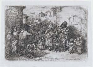 Levy 3: katumuusikoiden ryhmä espanjalaisten tapojen ja harrastusten sarjasta ..., 1850.