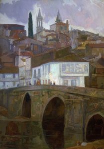 VALOJEN VÄLILLÄ (BETANZOS) –ÖLJY / KANAVA – 1918–90X62 CM– tekijältä Francisco Llorens Diaz