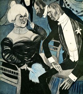 Englantilainen mies pyytää ranskalaista naista tanssimaan, 1905.