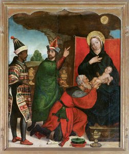 The Adoration of the Magi - Comontes, Francisco de (aktiivinen 1524-1565) - 1535-1540 - Öljy puulle - 129x103 - Museo de Bellas Artes, Salamanca