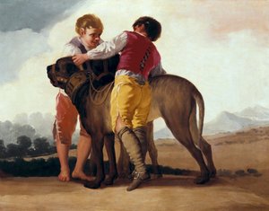 Pojat mastiffin kanssa, n. 1786 (öljy pahville) tekijältä Francisco de Goya