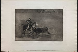Härkätaistelut: Juhlitun Pajueleran miehekäs rohkeus kehässä Saragosassa, 1876. tekijältä Francisco de Goya