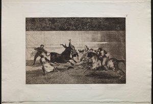 Härkätaistelut: Pepe Illon kuolema, 2. sävellys, 1876. tekijältä Francisco de Goya