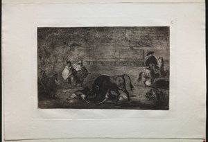 Härkätaistelut: Koira päästää irti härästä tekijältä Francisco de Goya