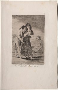 Caprichos: Siltikään hän ei voi saada häntä ulos. tekijältä Francisco de Goya