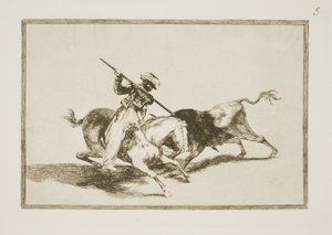 Inspiroitunut Maurer Gazul on ensimmäinen, joka lyö härkää sääntöjen mukaan tekijältä Francisco de Goya