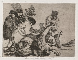 Sodan katastrofit: Pl. 33, Mitä muuta voi tehdä, 1810-1813. tekijältä Francisco de Goya
