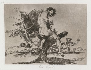 Sodan katastrofit: Pl. 37, Tämä on pahempaa, 1810-1813. tekijältä Francisco de Goya