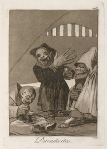 pienet tontut Hobgoblins. Los Caprichosista, 1797-1798 tekijältä Francisco de Goya