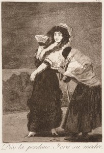 ”Luojan tähden: Ja se oli hänen äitinsä” (Dios la perdone: y era su madre) sarjasta Los Caprichos tekijältä Francisco de Goya