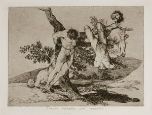 Grande hazaña! Con muertos! Sankarillinen saavutus! Kuolleiden miesten kanssa! Levy 39 elokuvasta The Disasters of War Los tekijältä Francisco de Goya