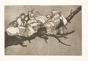 Naurettavaa hulluutta (oksien välissä käveleminen / hatun läpi puhuminen) tekijältä Francisco de Goya