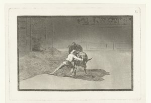 Martincho in gevecht met een stier Kuuluisa Martincho laittaa banderilloja tauolle Stierenvechten (sarjan nimi) Härkätaistelut (sarjan nimi) tekijältä Francisco de Goya