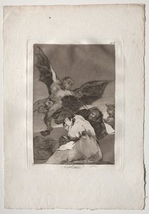 Ochenta Caprichos: Tale-Bearers-Blasts of Wind, 1793-1798. tekijältä Francisco de Goya