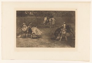Picador pistää keihänsä härään Un torero monte sur les épaules d