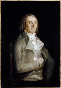 Muotokuva Don Andres del Peralista (aktiivinen 1770-1820) taidemaalari sisustaja - Öljy puulle tekijältä Francisco de Goya