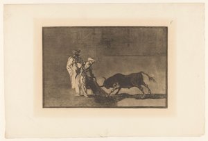 Stierenvechten hiekassa Maurit tekevät toisen capeon torilla kylpytakkinsa kanssa Stierengevechten (sarjan nimi) La Taureamachie (sarjan nimi) Härkätaistelut (sarjan nimi) tekijältä Francisco de Goya