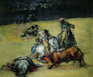 Härkätaistelu, noin 1825 tekijältä Francisco de Goya