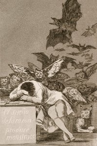 The Sleep of Reason tuottaa hirviöitä, kirjoittanut Francisco Goya tekijältä Francisco de Goya