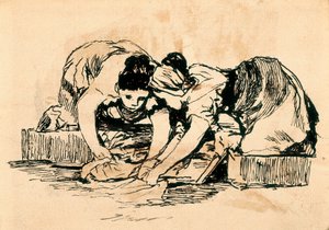 The Washerwomen, 1700-luvun loppu - 1800-luvun alku (piirustus) tekijältä Francisco de Goya