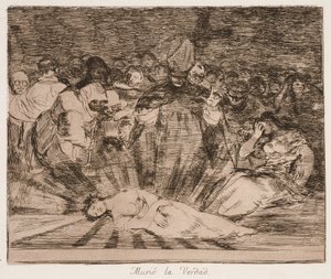 ”Truth has Died” (Totuus on kuollut) sarjasta ”Sodan katastrofit” tekijältä Francisco de Goya