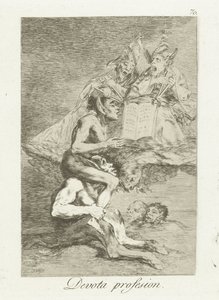 hurskas tunnustus Devota Profesion (nimi esineessä) Los Caprichos (sarjan nimi) tekijältä Francisco de Goya
