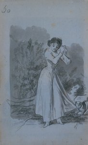 Nuori nainen vääntelemässä käsiään miehen alaston vartalon yli, 1796-97. tekijältä Francisco de Goya
