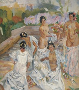 The Bath (Sevilla) - Iturrino, Francisco (1864-1924) - n. 1908 - Öljy kankaalle - 200x174 - Carmen Thyssen Museum, Málaga tekijältä Francisco de Iturrino