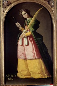 Muotokuva Pyhän Apollon (tai Apollonian) jalassa Francisco de Zurbaranin (1598-1664) maalaus 1600-luvun su. 1,34 x 0,67 m. tekijältä Francisco de Zurbaran